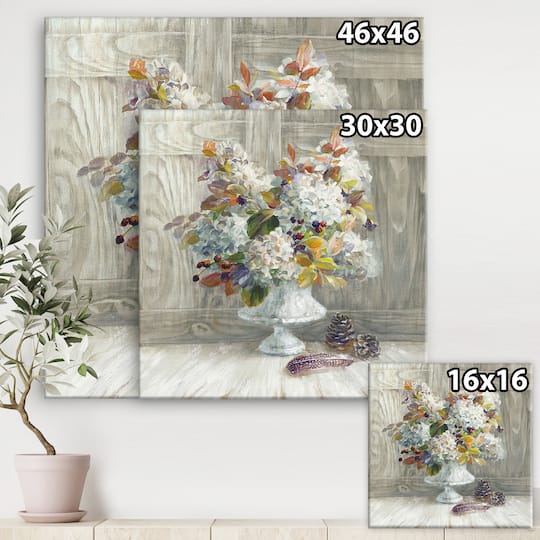 Designart - Rustic Florals White